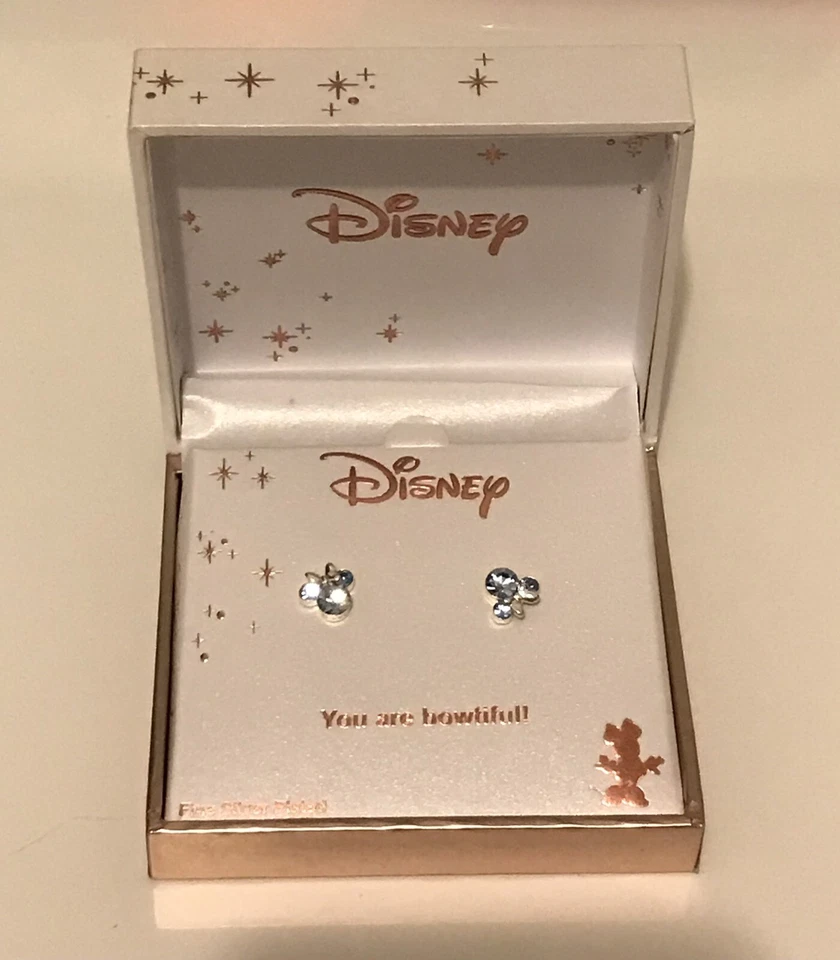 Disney MINNIE MOUSE Fine Silver Plated Brass Earrings - December Birthstone Blue