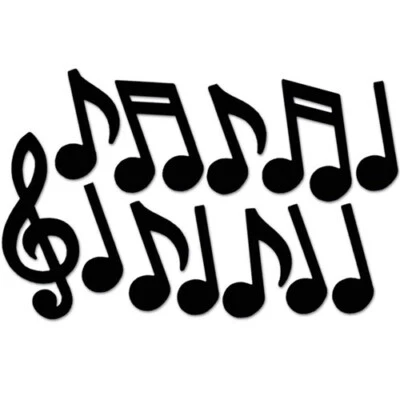 Musical Notes Silhouette Cutouts 12 Pack 12" to 21" Paper Music Decorations - Image 1 of 2