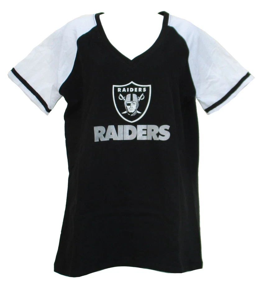 Camisa raglán manga corta con cuello en V Majestic Las Vegas Raiders para mujer Foto 1 de 1