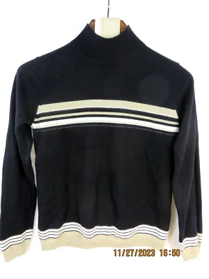 Suéter Pullover JENNIFER MOORE TALLA S Acrílico/Lana Negro Caqui Blanco Cuello Simulado Foto 1 de 4