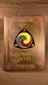 Placa vintage 1945 AMA American Motorcycle Association premio concurso patriótico - Imagen 1 de 13
