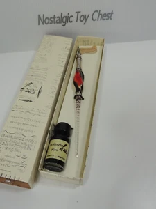 La Carta Italiana VENEZIA Vetro Rosso e Arancione Dip Pen Set in Confezione Regalo con Inchiostro - Foto 1 di 6
