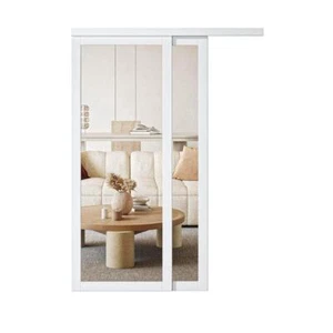 ARK DESIGN Closet Sliding Door 60"x80" Mirrored Glass 1-Lite White Finished - Picture 1 of 3