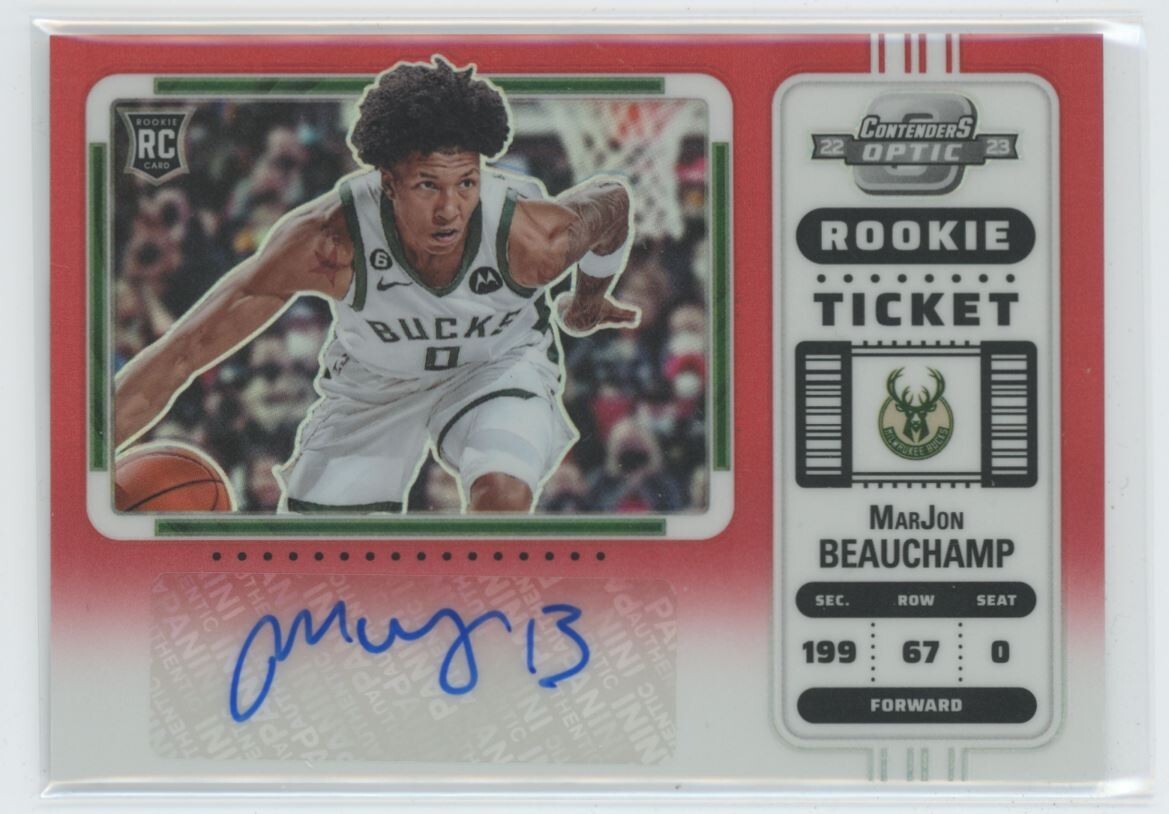 2022-23 Contenders Optic Red Rookie Ticket Variation MarJon Beauchamp Auto /99