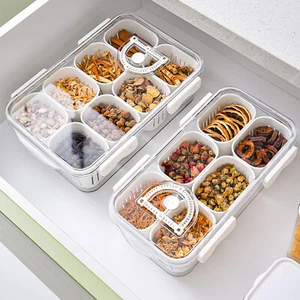 Divided Serving Tray Snackle Box Charcuterie Container Storage Organizer w/ Lid - Picture 1 of 15