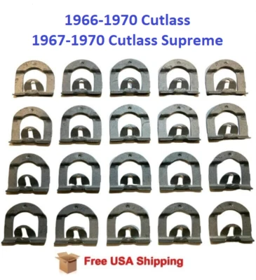 Para 1966-70 Cutlass Vidrio Trasero Ventana Parabrisas Delantero Moldura Borde Clips Revelación Foto 1 de 4