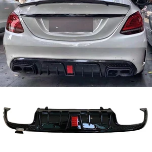 Rear Bumper Diffuser Lip For Mercedes Benz W205 C63 AMG 2015-2021 With Light - Bild 1 von 6
