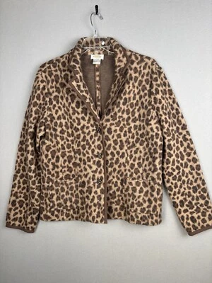 Vintage Talbots Leopard Blazer Jacket XL Coat 100% Merino Wool 80s 90s 3455 - Image 1 of 4