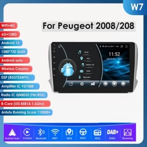 Per Peugeot 2008 208 2013-18 Android 13 Autoradio Radio CarPlay Navi GPS 6+128GB - Foto 1 di 24