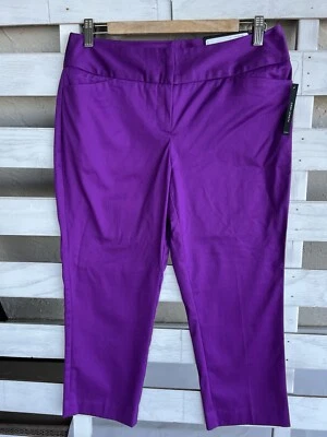 Nuevos pantalones al tobillo Worthington ajustados para mujer talla 4 púrpura se sienta más abajo en la cintura. Foto 1 de 4