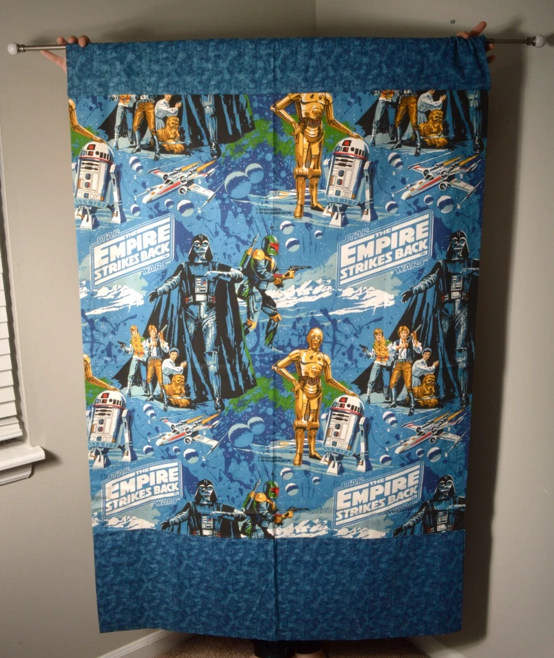 Set of 2 Vintage Star Wars Empire Strikes Back Curtains 1979 Black Falcon 70s - Image 1 of 4