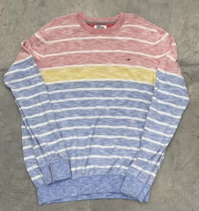 Tommy Hilfiger Striped Logo Pullover Colorful Men’s Sweatshirt Rainbow Sz XL - Picture 1 of 7
