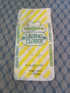 Vintage Ladino Clover Seed Cloth Seed Bag 50 Pounds - Picture 1 of 4