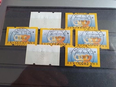 ATM Deutschland, Michel 3.2, 7 Werte mit ESST 22.10.99 und Nummer 2000 - Bild 1 von 2