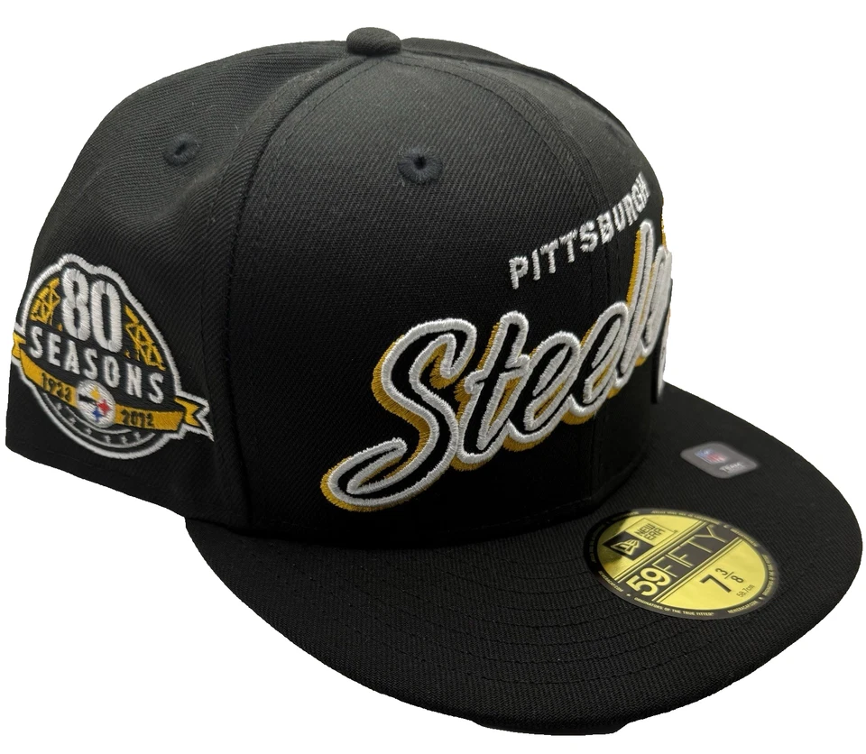 Chapéu ajustável Pittsburgh Steelers 80 Seasons Patch New Era 59Fifty - Preto 7 3/8 - Imagem 1 de 4
