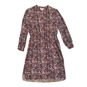 Charlotte Brody Printed Midi Dress Womens Small Red Navy Blue Long Sleeve Silk - Picture 1 of 11