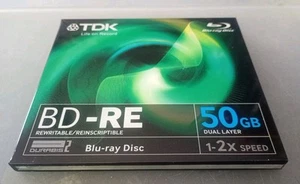 TDK BD-RE 50GB Blu-ray Blank Disc . Rewritable. Single Disc - Picture 1 of 8
