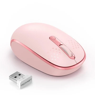 Ratón Inalámbrico Rosa 2.4G Ratón Silencioso para Computadora con Receptor USB de 4 Botones Foto 1 de 4