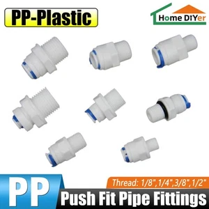 1/4" 3/8" Straight Push Fit Pipe Fittings Male Thread for Fridge and RO Unit - Picture 1 of 5