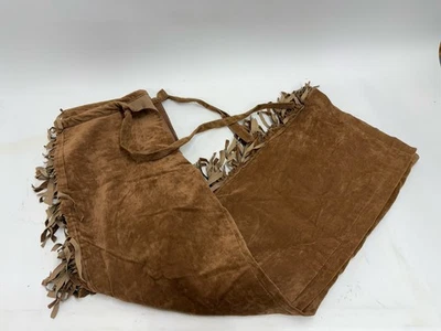 Pantalones de cuero vaquero occidental de colección pierna completa flecos gamuza cuero talla 34x31? Foto 1 de 4