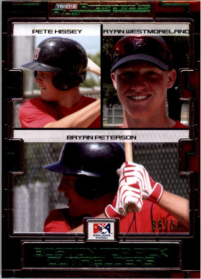 2008 TRISTAR Prospects Plus Green Pete Hissey/Westmoreland/Bryan Peterson/50 BB - Image 1 of 2