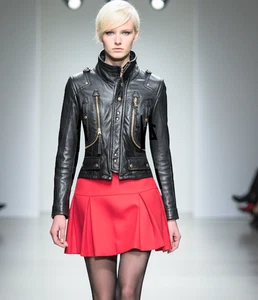 Vintage Dsquared 2 DSQ leather Biker Jacket Fashion Style Woman 44 - Picture 1 of 17