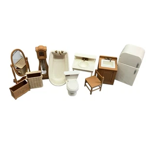 Eden Dollhouse Furniture Old…In Paris Madeline Bath Sink Fridge Clock Lot 10 VTG - Picture 1 of 15