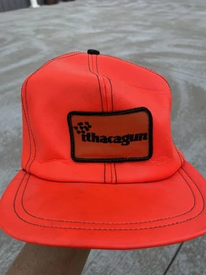 Sombrero de cuero negro parche pistola Ithaca vintage ajustado S/M? Orange Hunting NL+ Foto 1 de 4