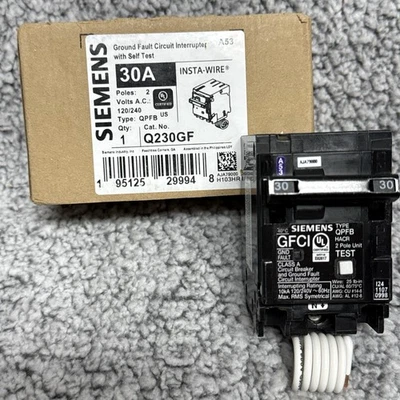 Siemens Q230GF 30 A 2‑Pole 120/240 V GFCI Self Test Circuit Breaker Unused - Image 1 of 4