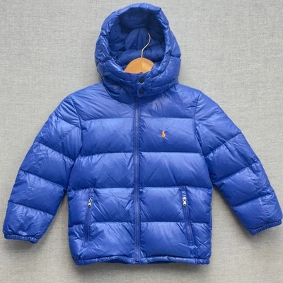 Chaqueta acolchada con capucha azul para niños Polo Ralph Lauren talla 6 - Excelente Foto 1 de 4