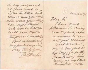 Thomas HUGHES / Carta autógrafa firmada - Imagen 1 de 1
