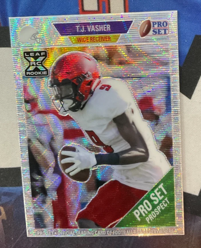 2021 Leaf Pro Set Football #85 TJ Vasher Wave 3/15 Rookie RC (JR) - Image 1 of 2