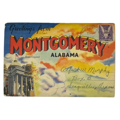 Carpeta de recuerdo vintage 1945 Montgomery Alabama postal folleto efímero PUBLICADO Foto 1 de 4