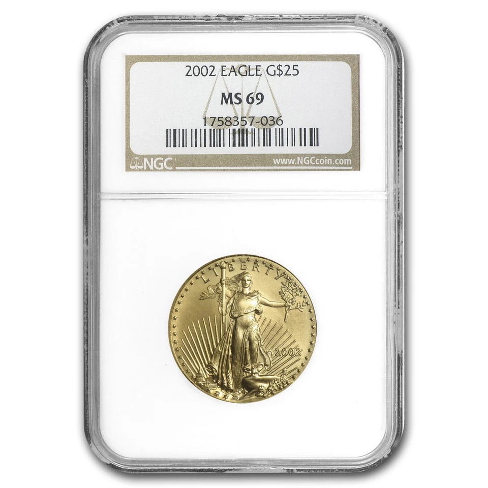 2002 1/2 oz American Gold Eagle MS-69 NGC - Image 1 of 3