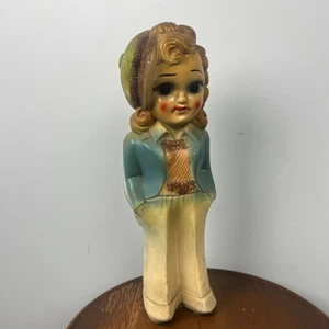 Vintage 1928 Chalkware Mädchen junge Dame Figur Karneval Preis Flapper - Bild 1 von 15