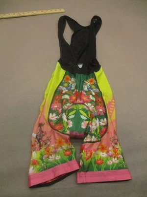 Miloto M 码女式花卉网眼凝胶衬垫压缩骑行围兜短裤 286 — 第 1/4 张图片