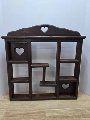 Vtg Wooden Trinket Knick Knack Wall Shelf Heart Cut Out Country Cottage Core - Image 1 of 4