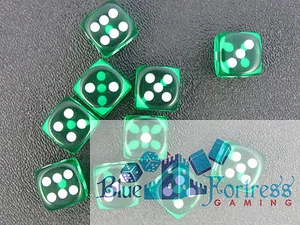 CHESSEX translúcido 12mm JUEGO DE 10 D6 DADOS VERDE-BLANCO MTG WoW WARHAMMER - Imagen 1 de 2