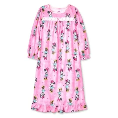 Disney Minnie Mouse девочки розовый фланель в горошек ночная рубашка, платье - Изображение 1 из 2