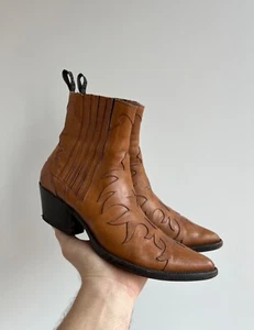Vintage Sartore Paris Flame Tooled Leather Western Boots - Picture 1 of 16