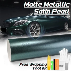 Premium Matte Metallic Satin Pearl Dark Green Vinyl Car Wrap Sticker Decal Sheet - Picture 1 of 12