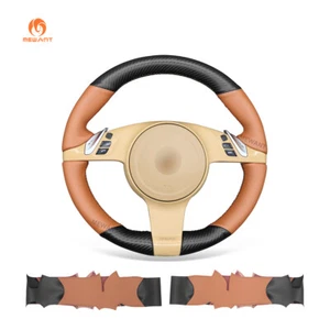 PU Leather Carbon Fiber Car Steering Wheel Cover for Porsche 911 Boxster Cayman - Imagen 1 de 9