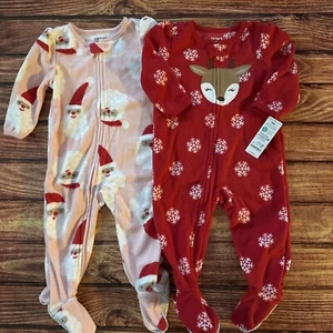 Carter’s Bebé Niña 12 Meses Polar Footie Pijama Santa Reno Navidad Bx4 - Imagen 1 de 4