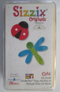 SIZZIX Originals Cuts 38-0985 Bugs, Itty Bitty #1 Lady Bug Dragonfly Yellow Die - Foto 1 di 2