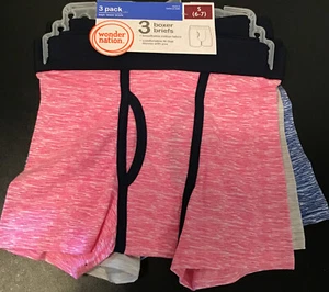 Niños S 6-7 ~ORO ~ M 8 Wonder Nation Multicolor Paquete de 3 Boxer Ropa Interior Corta NUEVA - Imagen 1 de 6
