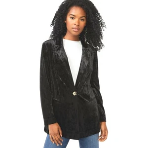Scoop Blazer Velluto Schiacciato Donna, Nero, Piccolo 4-6 - Foto 1 di 5