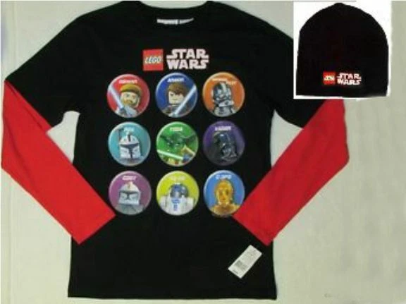 Star Wars Lego Darth Yoda 14-16 Camiseta Grande Manga Larga con Gorro Nuevo Niño Foto 1 de 1