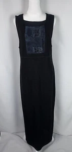 Vintage Womens Dress S M Black Liquid Knit Maxi Slinky Stretchy Day Evening - Picture 1 of 17