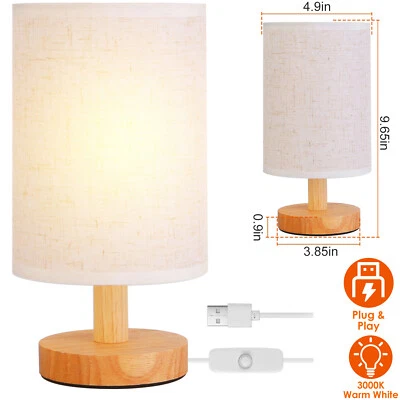 Bedside Table Lamp - Small Bedroom Lamps for Nightstand USB Plug Modern Lantern - Image 1 of 4