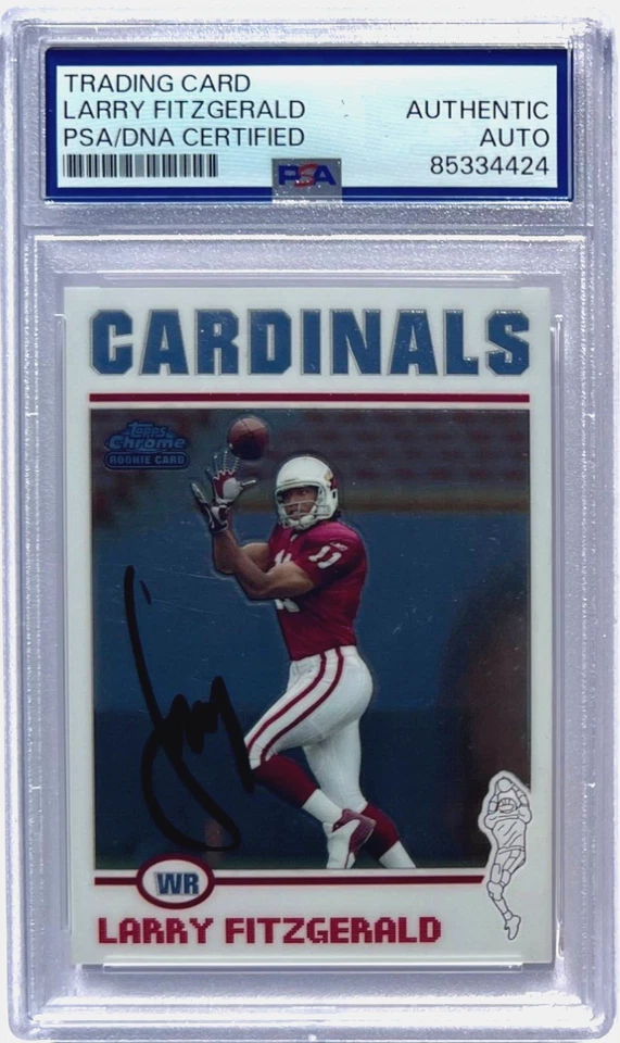 LARRY FITZGERALD SIGNED 2004 TOPPS CHROME ROOKIE CARD #215 AUTO RC PSA/DNA - Image 1 of 2